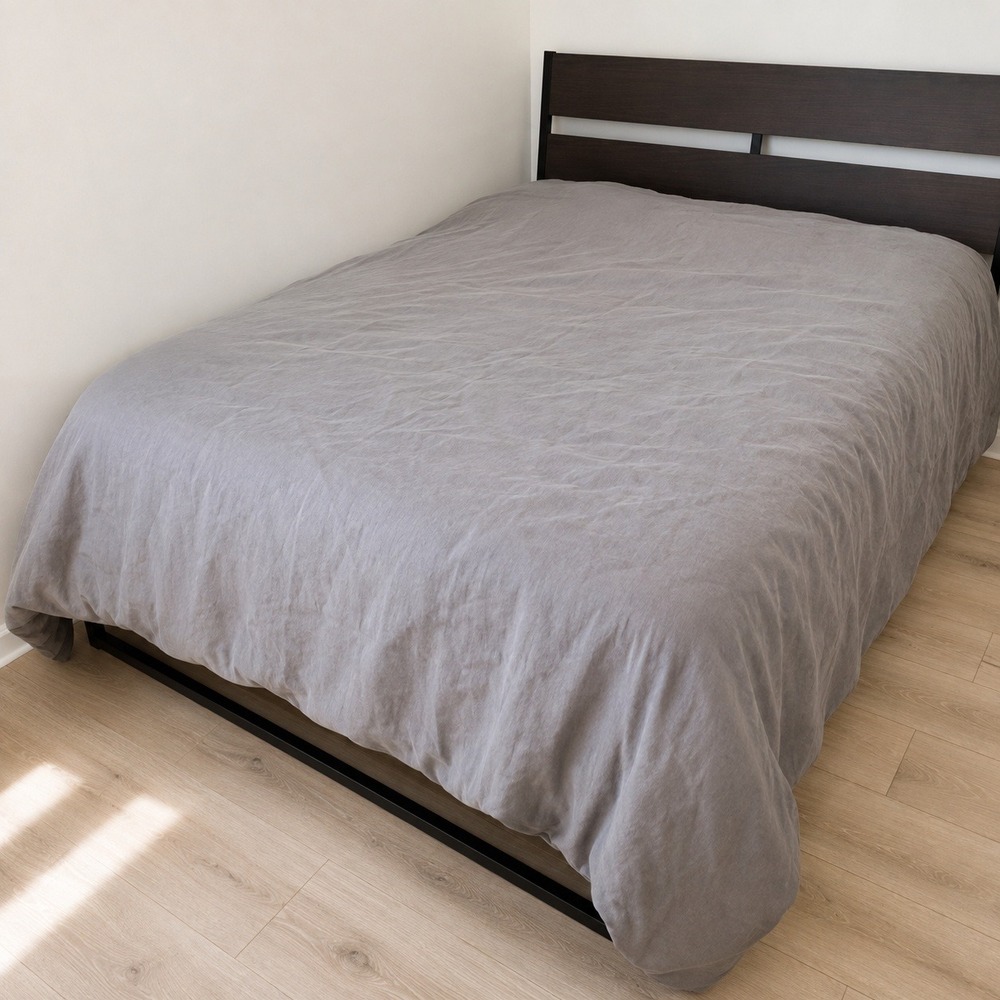 Wamsutta Vintage King Duvet Cover Gray 100% Linen Tie Closure Farmhouse Rustic